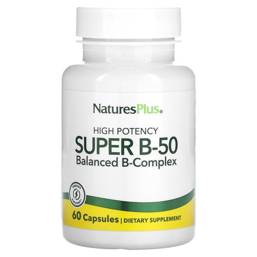 Основне фото товара Natures Plus, High Potency Super B-50, B-комплекс, 60 капсул