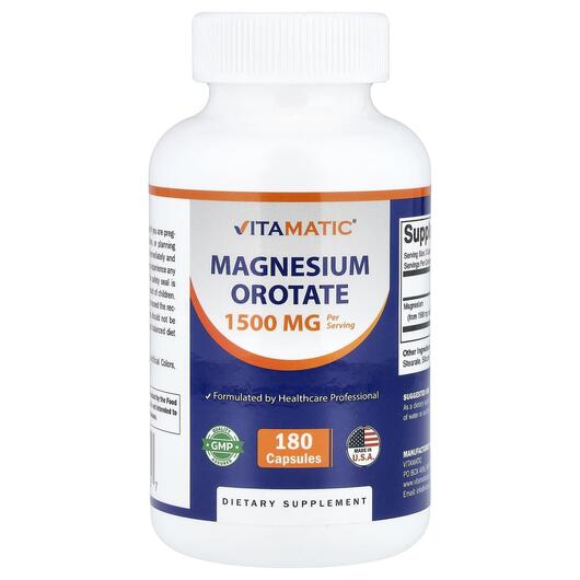 Основне фото товара Vitamatic, Magnesium Orotate, Магній, 180 капсул