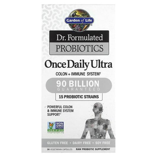 Основне фото товара Garden of Life, Once Daily Ultra, Пробіотики 90 млрд, 30 капсул