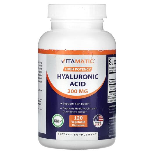 Основне фото товара High Potency Hyaluronic Acid 200 mg, Гіалуронова кислота, 120 кап
