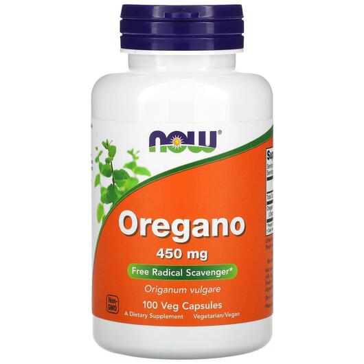 Основне фото товара NOW, Oregano 450 mg, Орегано 450 мг, 100 капсул