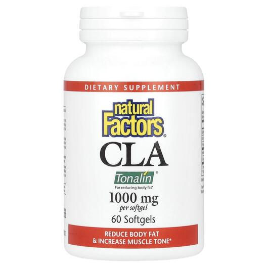 Основне фото товара Natural Factors, CLA 1000 mg 60, Лінолева кислота, 60 капсул