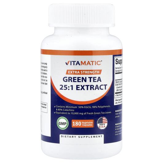 Основне фото товара Green Tea 25:1 Extract, Екстракт Зеленого Чаю, 180 капсул