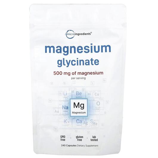 Основне фото товара Magnesium Glycinate 500 mg, Гліцинат магнію, 240 капсул