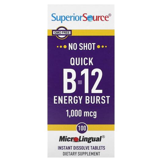 Основне фото товара Quick B-12 Energy Burst 1000 mcg, Вітамін B12 Кобаламін, 100 табл