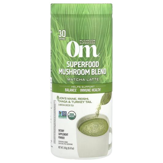 Основне фото товара Om Mushroom Superfood, Mushroom Matcha Latte Blend, Гриби, 240 г