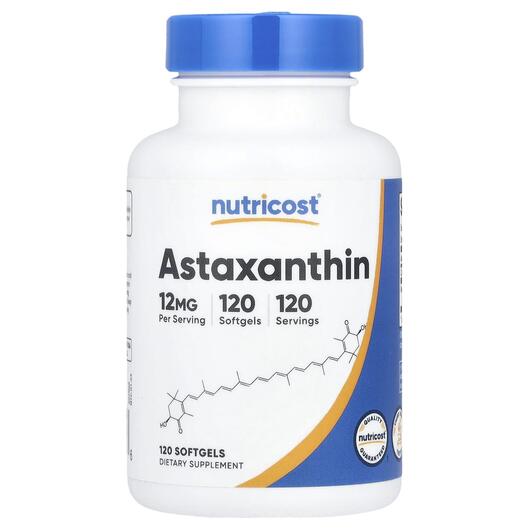 Основне фото товара Nutricost, Astaxanthin 12 mg, Астаксантин, 120 капсул