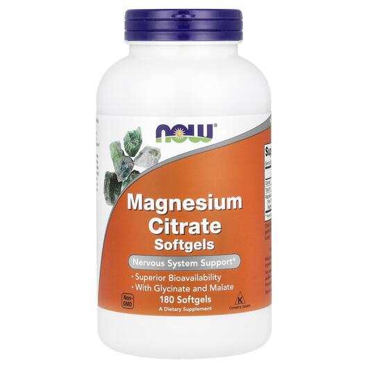 Основне фото товара NOW, Magnesium Citrate, Магній Цитрат, 180 капсул