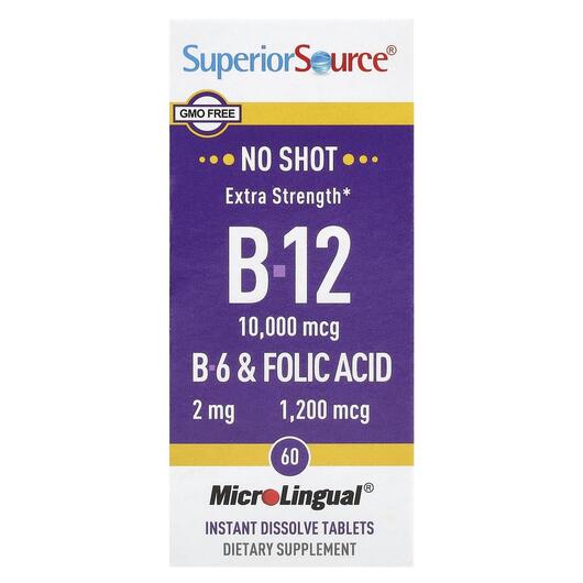Основне фото товара Extra Strength B-12 B-6 &, Вітамін B9 Фолієва кислота, 60 таб