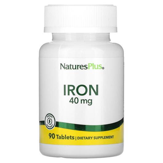 Основне фото товара Natures Plus, Iron 40 mg, Залізо, 90 таблеток