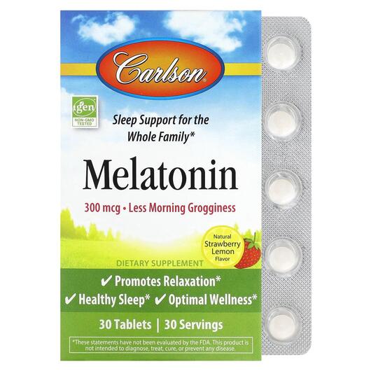 Основне фото товара Melatonin 300 mcg Strawberry Lemon, Мелатонін, 30 таблеток
