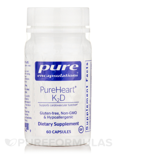 Основне фото товара Pure Encapsulations, PureHeart K2D, Вітаміни D3 K2, 60 капсул