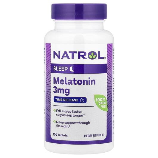 Основне фото товара Melatonin Time Release 3 mg 100, Мелатонін 3 мг, 100 таблеток