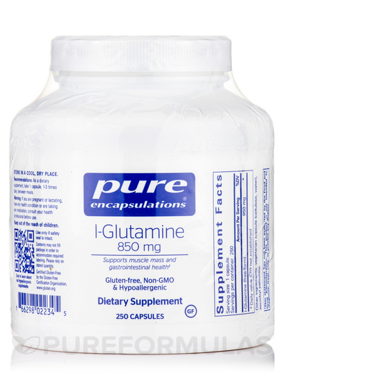 Основне фото товара Pure Encapsulations, L-Glutamine 850 mg, L-Глутамін, 250 капсул
