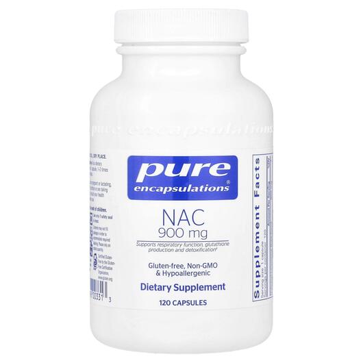 Основне фото товара Pure Encapsulations, NAC 900, N-ацетилцистеїн, 120 капсул