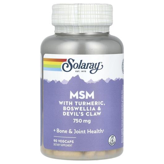 Основне фото товара Solaray, MSM 750 mg, Метилсульфонілметан 750 мг, 90 капсул