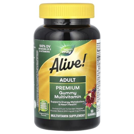 Основне фото товара Alive! Multi-Vitamin Adult Gummies Fruit, Вітамін А Ретінол, 90 ц
