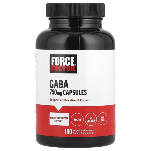 Основне фото товара Force Factor, GABA 750 mg, ГАМК, 100 капсул