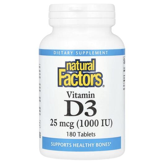 Основне фото товара Vitamin D3 25 mcg 1000 IU, Вітамін D3, 180 таблеток