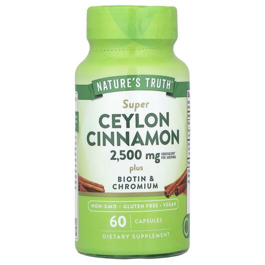 Основне фото товара Super Ceylon Cinnamon 1250 mg, Екстракт кориці, 60 капсул