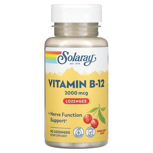 Основне фото товара Solaray, Vitamin B-12 Lozenges, Вітамін B12 2000 мг, 90 пастилок