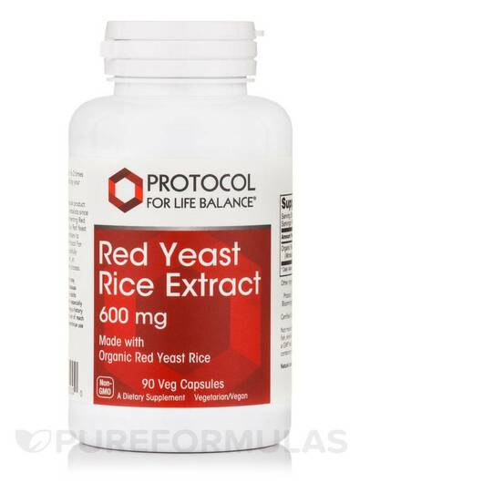Основне фото товара Red Yeast Rice Extract 600 mg, Червоний дріжджовий рис, 90 капсул
