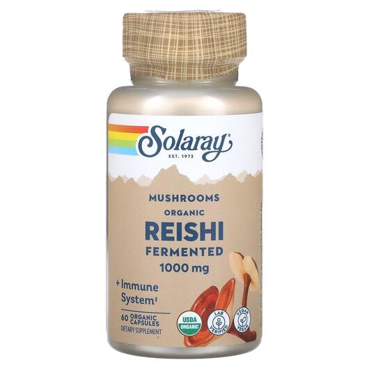 Основне фото товара Solaray, Fermented Reishi Mushroom 1000 mg, Гриби, 60 капсул