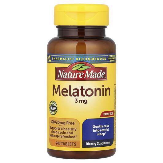Основне фото товара Nature Made, Melatonin 3 mg, Мелатонін, 240 таблеток