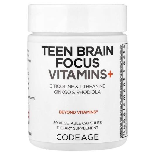 Основне фото товара CodeAge, Teen Brain Focus Vitamins+, Вітаміни, 60 капсул