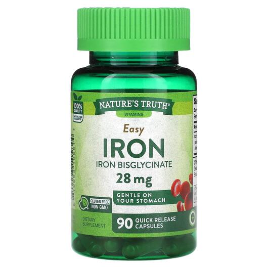 Основне фото товара Nature's Truth, Easy Iron 28 mg, Залізо, 90 капсул