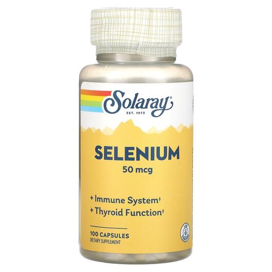 Основне фото товара Solaray, Selenium 50 mcg, Селен, 100 капсул