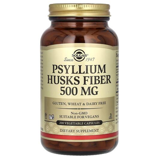 Основне фото товара Solgar, Psyllium Husks Fiber 500 mg, Псиліум 500 мг, 200 капсул