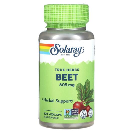 Основне фото товара Solaray, Beet 605 mg, Червоний буряк 605 мг, 100 капсул