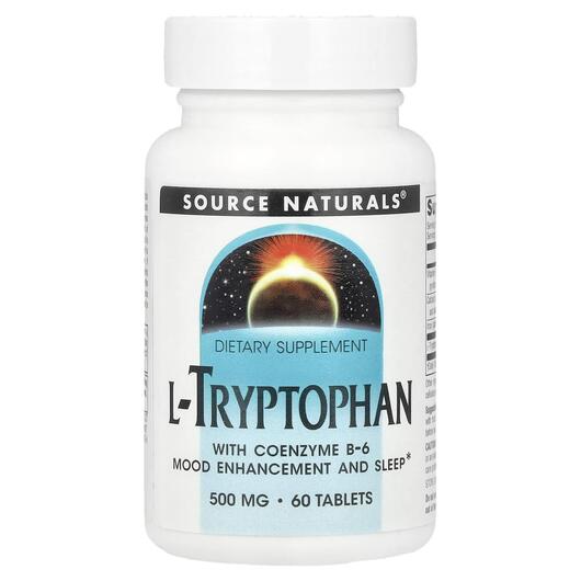 Основне фото товара L-Tryptophan with, L-Триптофан з коензимом B-6 500 мг, 60 таблето