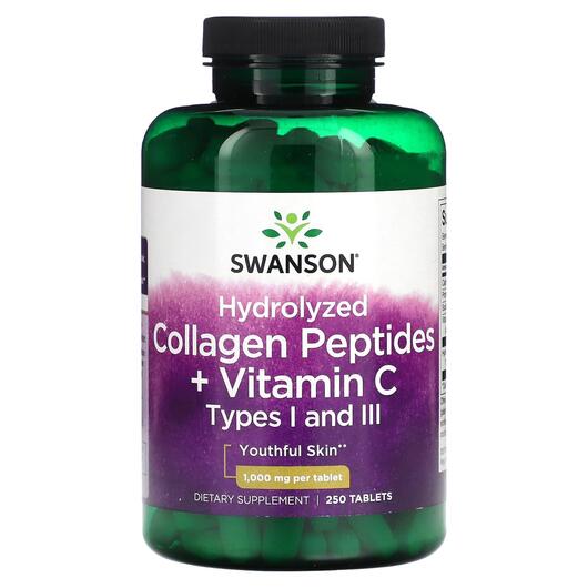 Основне фото товара Hydrolyzed Collagen Peptides, Гідролізований колаген, 250 таблето