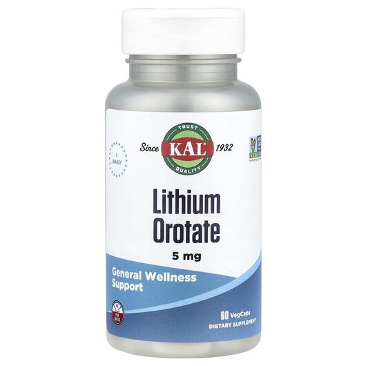 Основне фото товара KAL, Lithium Orotate 5 mg, Літія оротат 5 мг, 60 капсул