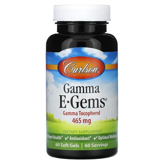 Основне фото товара Carlson, E-Gems Gamma Tocopherol 465 mg, Токотрієноли, 60 капсул