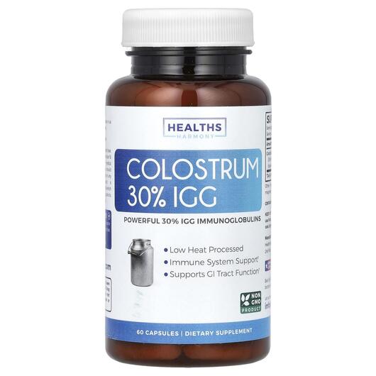 Основне фото товара Healths Harmony, Colostrum 30% IGG, Молозиво, 60 капсул