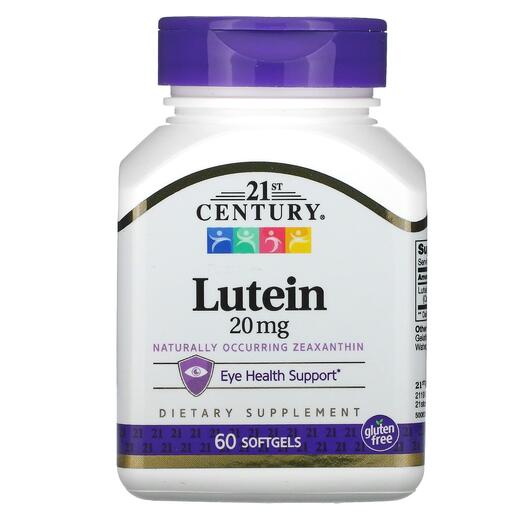 Основне фото товара 21st Century, Lutein 20 mg, Лютеїн 20 мг, 60 капсул