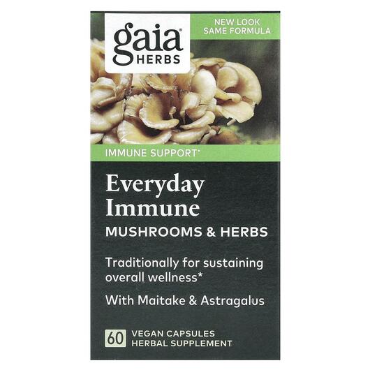 Основне фото товара Gaia Herbs, Everyday Immune Mushrooms & Herbs, Гриби, 60 капс