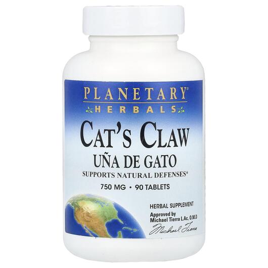 Основне фото товара Planetary Herbals, Cat's Claw 750 mg, Котячий кіготь, 90 таб