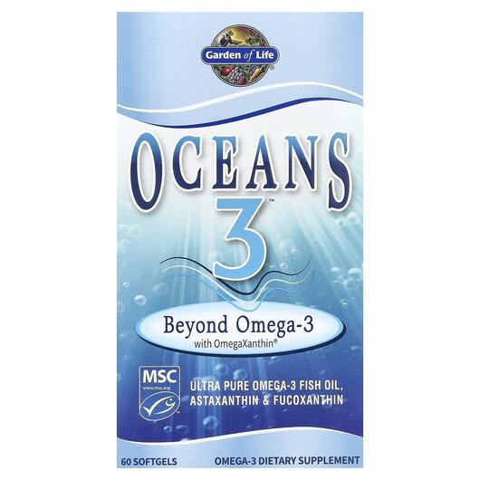 Основне фото товара Garden of Life, Oceans Omega-3, Риб'ячий жир Омега-3, 60 кап