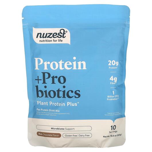 Основне фото товара Protein + Probiotics Rich Chocolate, Гороховий Протеїн, 300 г