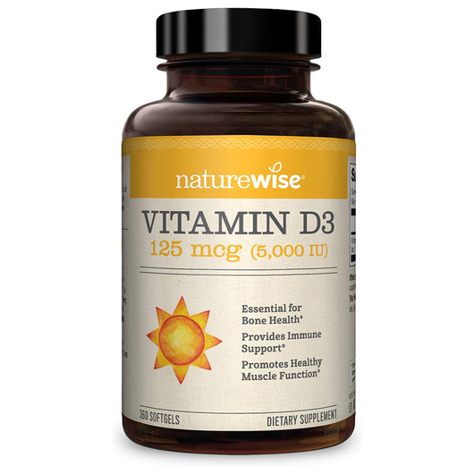 Основне фото товара Vitamin D3 125 mcg 5000 IU, Вітамін D3 5000 МО, 360 капсул