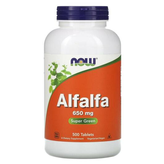 Основне фото товара NOW, Alfalfa, Люцерна 650 мг, 500 таблеток