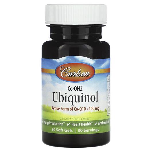 Основне фото товара Carlson, CoQH2 Ubiquinol 100 mg, Убіхінол, 30 капсул