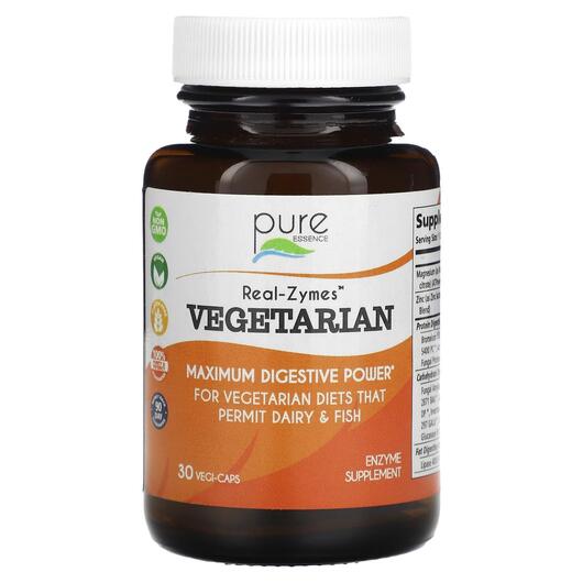 Основне фото товара Pure Essence, Real-Zymes Vegetarian, Ферменти, 30 капсул
