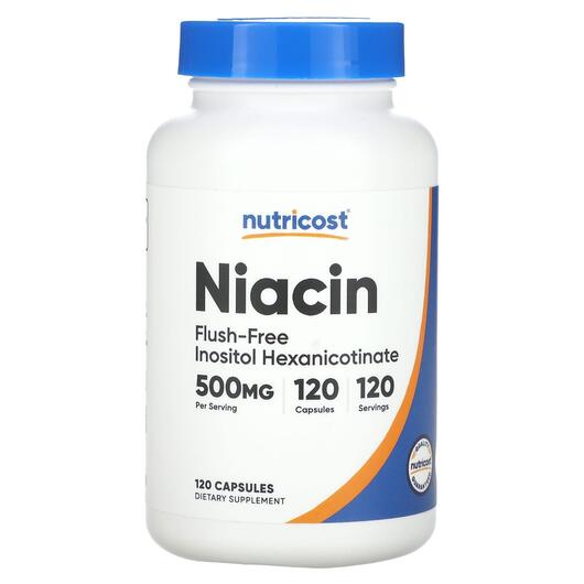 Основне фото товара Niacin Flush-Free 500 mg, Вітамін B3 Ніацин, 120 капсул