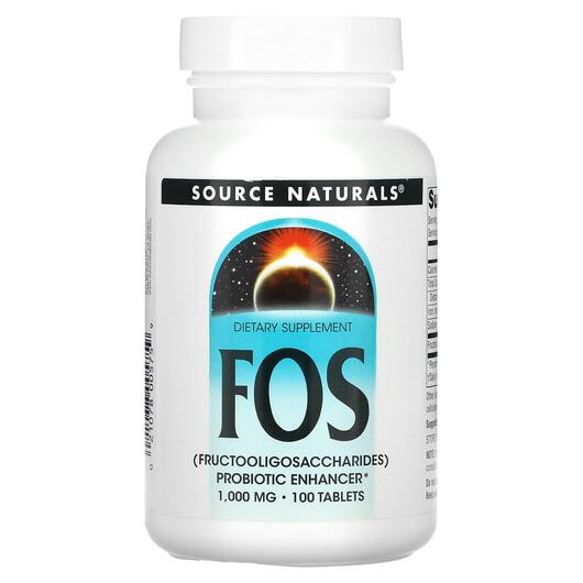 Основне фото товара FOS Fructooligosaccharides, FOS Фруктоолігосахаріди 1000 мг, 100 