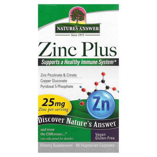 Основне фото товара Zinc Plus 25 mg 60 Vegetarian, Цинк Плюс 25 мг, 60 капсул